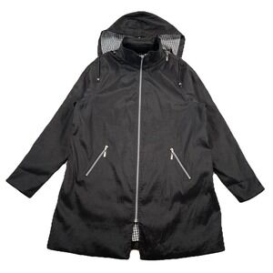 Mycra Pac Short Gabby Raincoat Black Removable Hood Black Women's 3XL